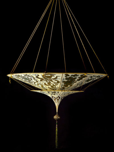 Scheherazade Fortuny 2 niveles Lámpara de seda con diseño Herbario - vista frontal