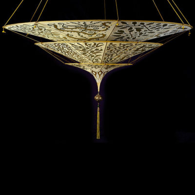 Scheherazade Fortuny 3 niveles Lámpara de seda con diseño Herbario